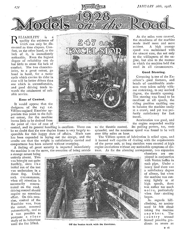Excelsior 247cc Road Test 1928 - PDF Download - The Classic Motorcycle